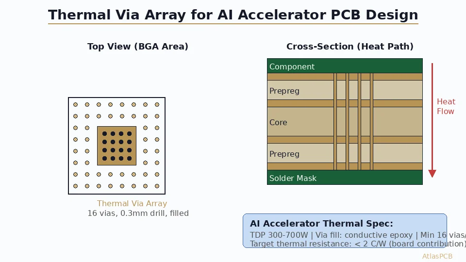 PCB Thermal Design for AI Inference Accelerators: Via Arrays, Copper Planes, and HDI Stackup Strategies