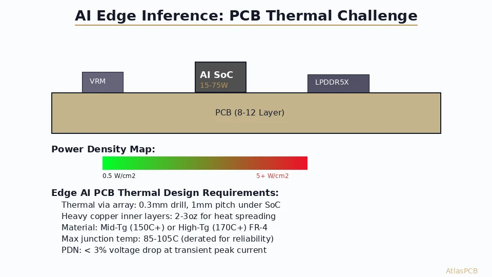 PCB Thermal Design for AI Edge Inference Accelerators: Managing 15-75W in Compact Form Factors