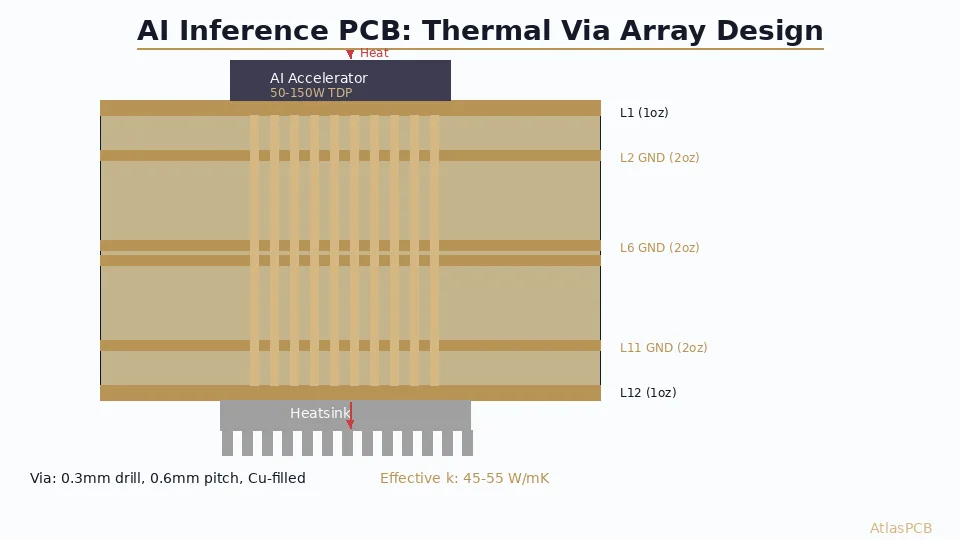 PCB Thermal Design for AI Inference Accelerators: Managing 50-150W in Edge Deployments