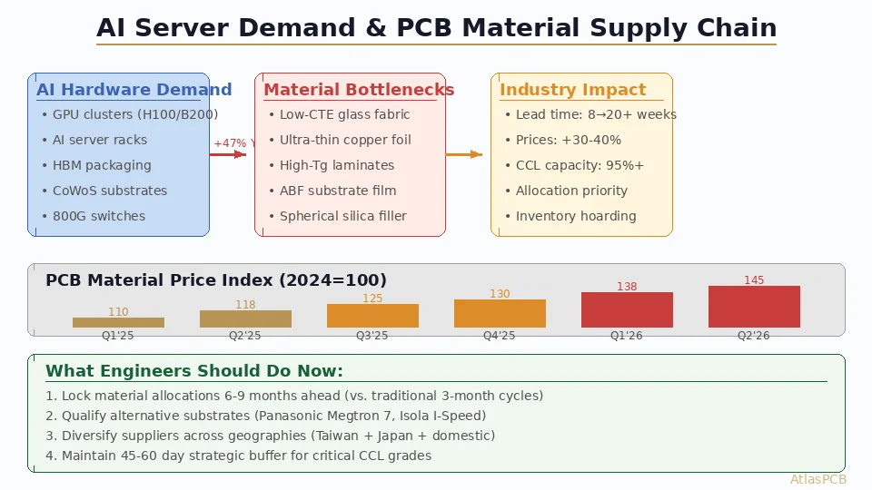 AI Server Demand Is Breaking the PCB Material Supply Chain: What Engineers Must Know About Lead Times, Pricing, and Material Selection in 2026