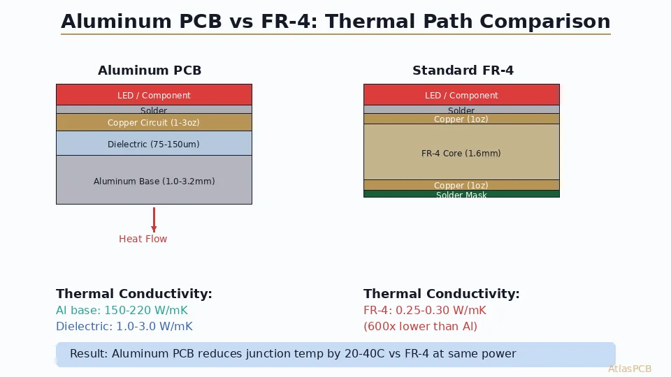 Aluminum PCB vs FR-4 for Thermal Management: Which Base Material Wins for LED and Power Designs?