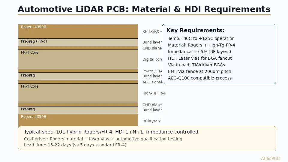 Automotive LiDAR PCB Design: Rogers Material Selection and HDI Requirements for ADAS Modules