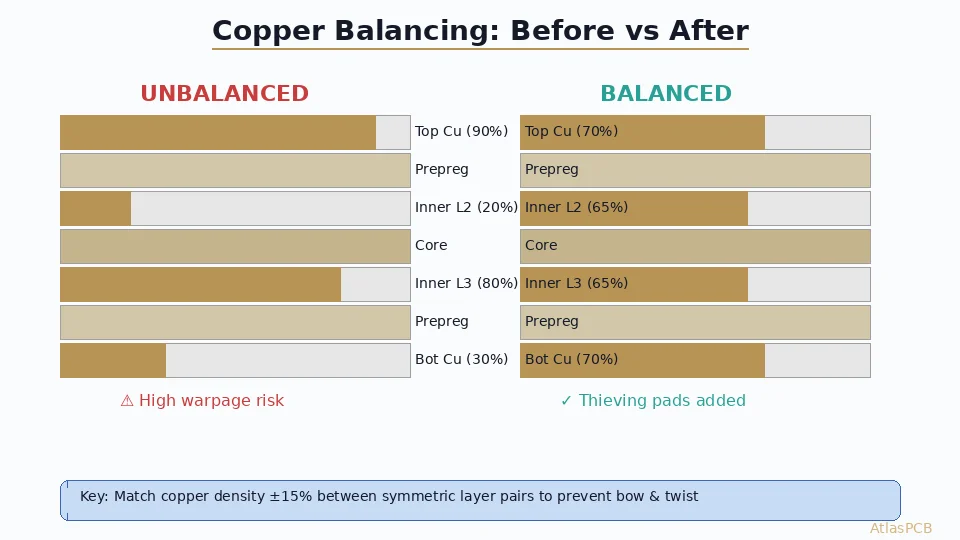 Copper Balancing and Thieving for PCB: Preventing Warpage in Multilayer Boards