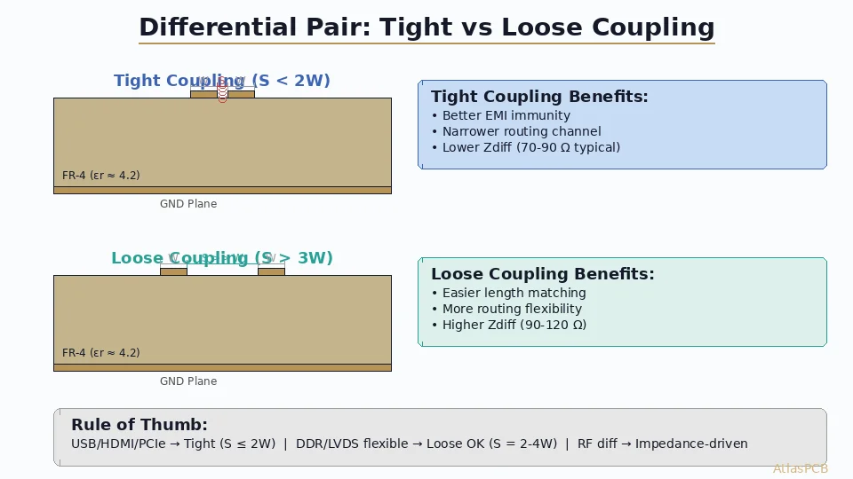 Differential Pair Routing: Tight vs Loose Coupling Strategy for High-Speed PCB Design