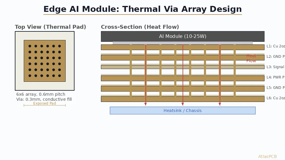 PCB Thermal Design for Edge AI Inference Modules: Copper Pour Strategy and Via Array Optimization
