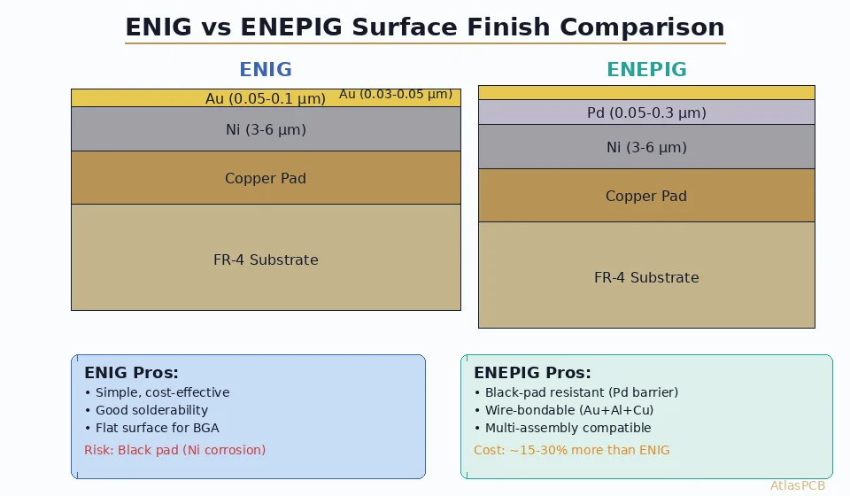 ENIG vs ENEPIG Surface Finish: Complete Selection Guide for PCB Assembly