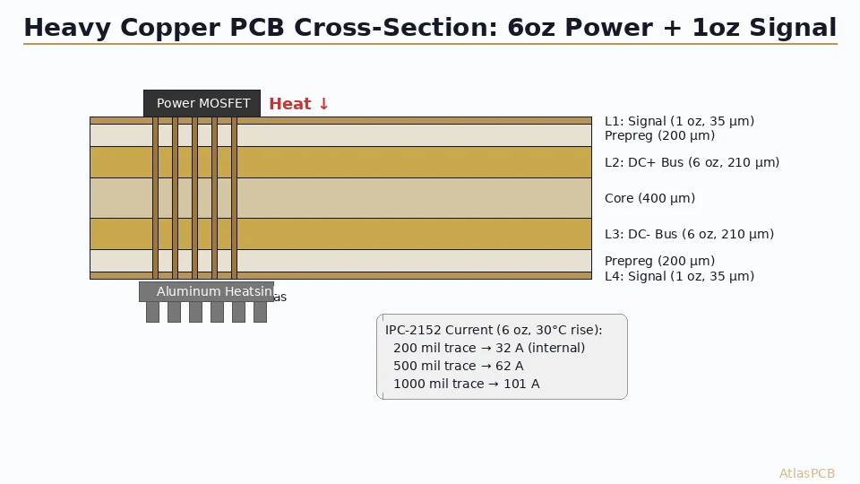 Heavy Copper PCB Design for Power Electronics: Bus Bars, Current Capacity, and Thermal Management