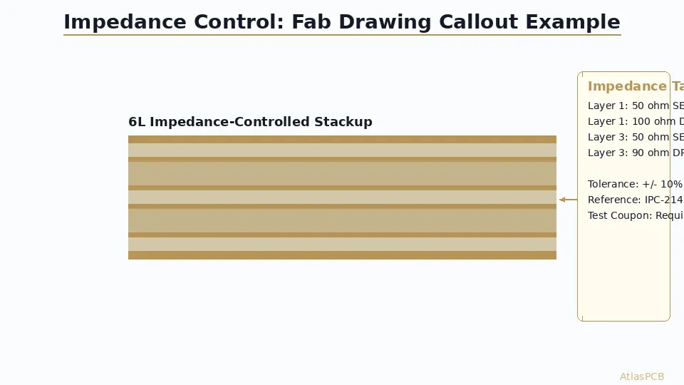 Impedance control fab drawing callout example