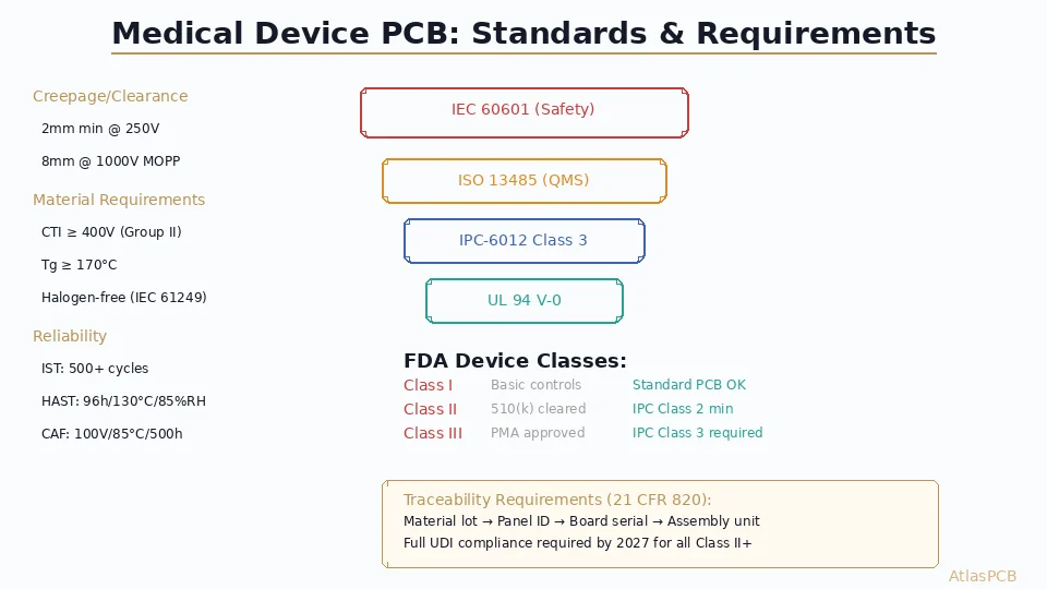 Medical Device PCB Requirements: IEC 60601, Creepage, and Reliability Standards You Cannot Skip