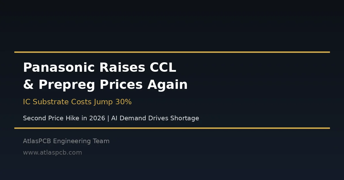 Panasonic Raises CCL and Prepreg Prices for Second Time in 2026 as IC Substrate Material Costs Jump 30 Percent