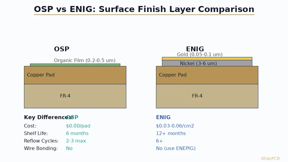 OSP vs ENIG Surface Finish: Cost, Shelf Life, and Assembly Decision Guide