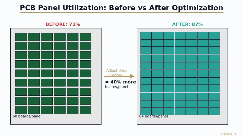 PCB DFM Check: Panel Utilization Optimization — Design Adjustments That Cut Manufacturing Cost 15-25%