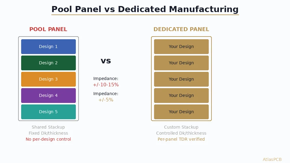 PCB Pool Panel vs Dedicated Manufacturing: When Standard Services Fail Your Impedance-Controlled Design