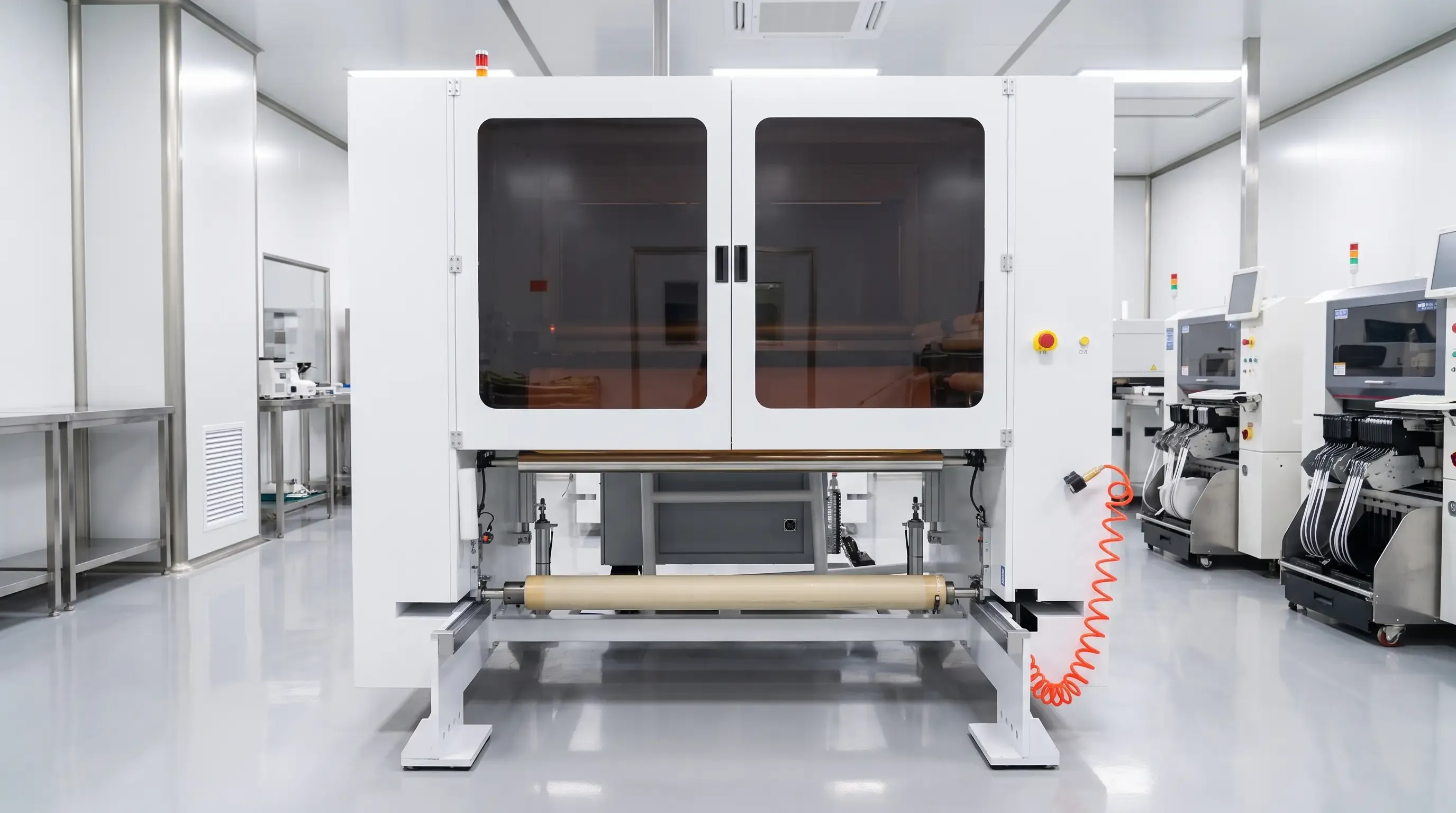 Prepreg cutting machine preparing laminate sheets for PCB stackup