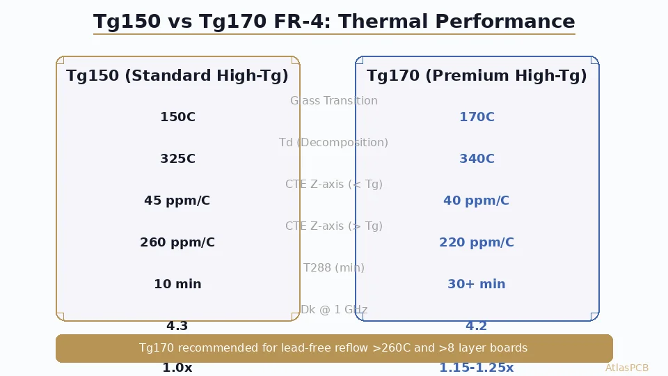 Tg150 vs Tg170 FR-4: Choosing the Right Glass Transition Temperature for Your PCB