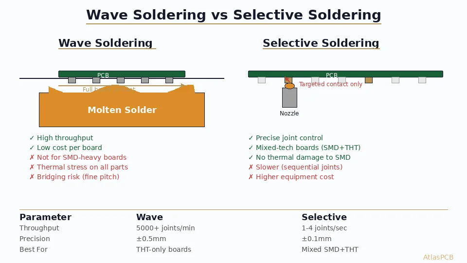 Wave Soldering vs Selective Soldering for PCB Assembly: Complete Comparison