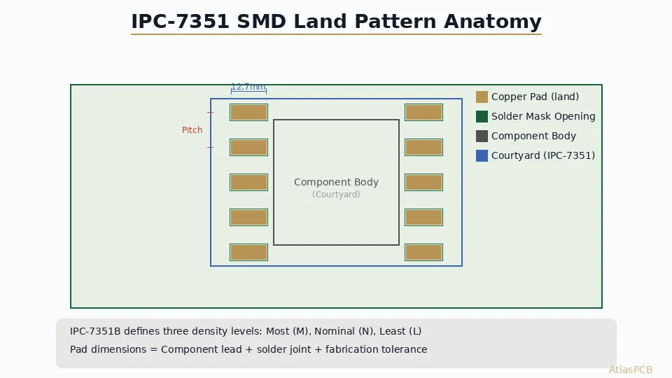 IPC-7351B land pattern anatomy diagram