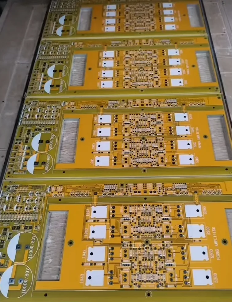 Board from Tom B.'s order, 2L · FR-4 · heavy copper · high-current output stage